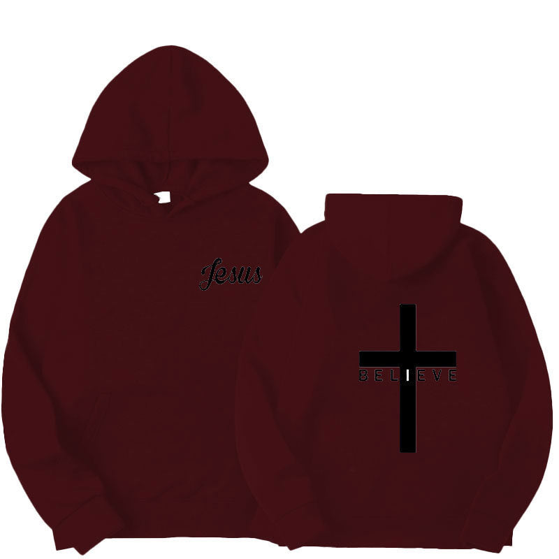 Believe Cross Printed Hoodie Men&