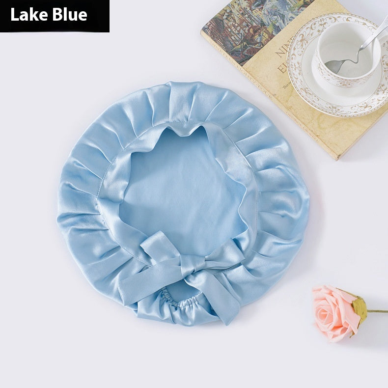Encrypted Satin Silk Plain Satin Confinement Household Hair Care Lace-up Nightcap Limorista