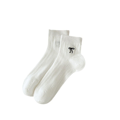 Bow Embroidered Short Thin Socks Limorista