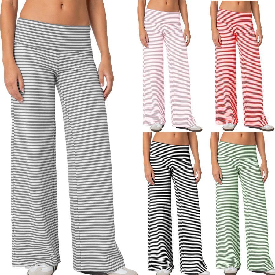 Cropped Striped Loose Trousers Autumn Sports Style Draped Casual Pants Limorista