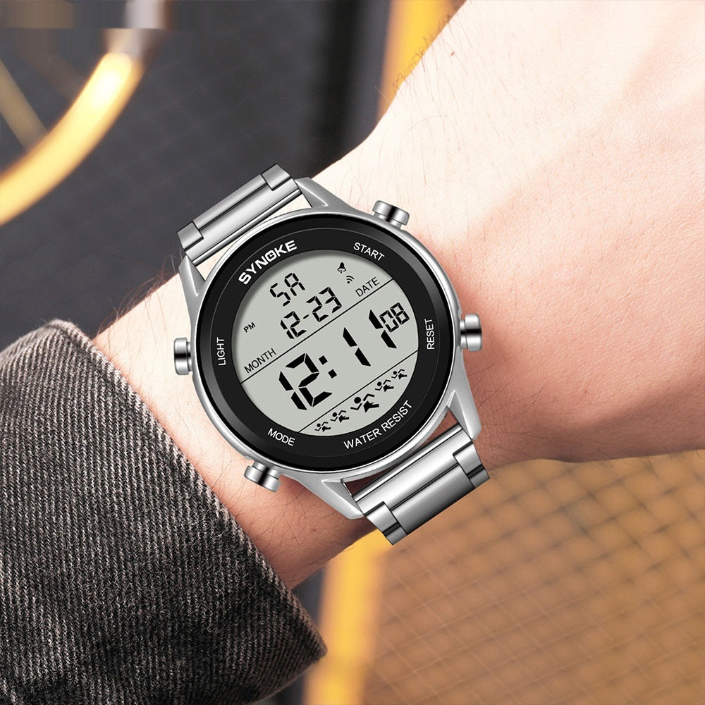 Steel Belt Sports Electronic Watch Waterproof Multifunctional Large Screen Luminous Limorista