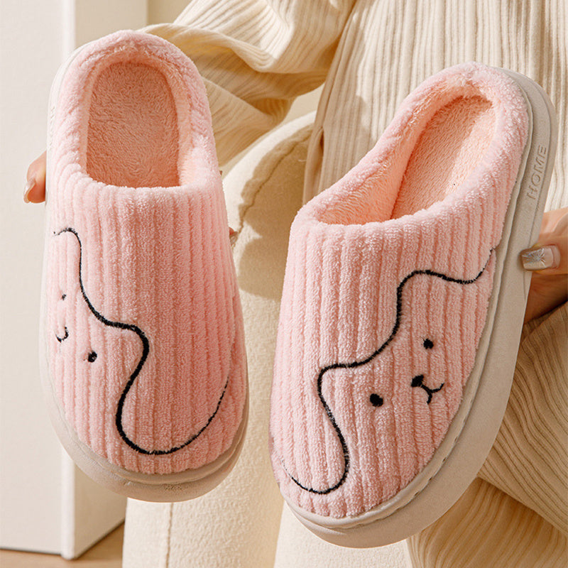 Striped Cat Slippers Indoor Couple Non-slip Floor Bedroom Slipper Winter Warm Plush House Shoes Women Men Limorista
