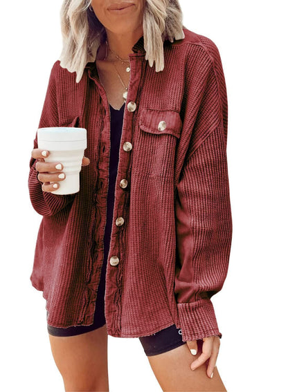 Casual Lapel Pocket Stitching Irregular Shirt Jacket Limorista