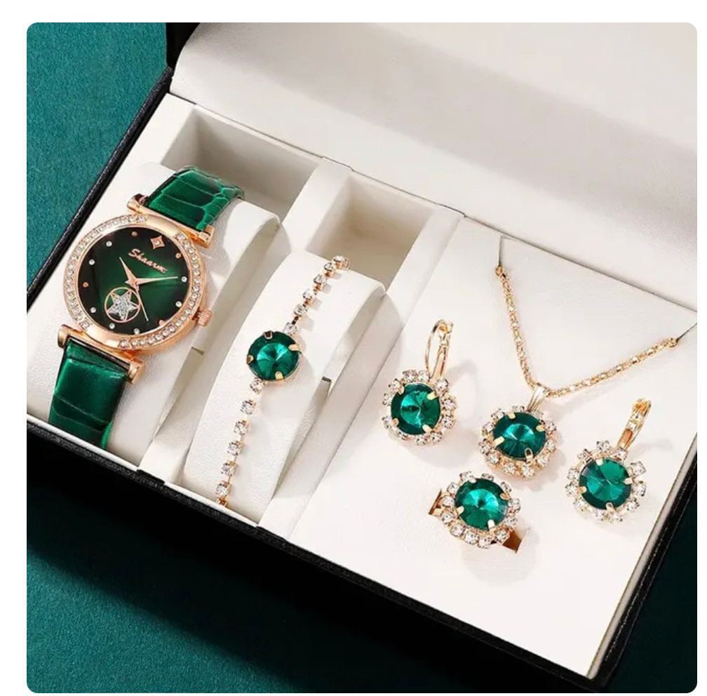 Fashion Watch Gift Suit Quartz Watch Necklace Bracelet Ring Stud Earrings Limorista