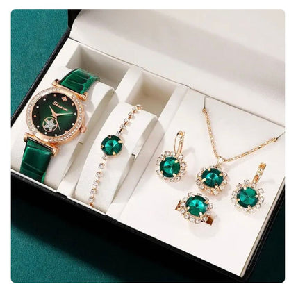 Fashion Watch Gift Suit Quartz Watch Necklace Bracelet Ring Stud Earrings Limorista
