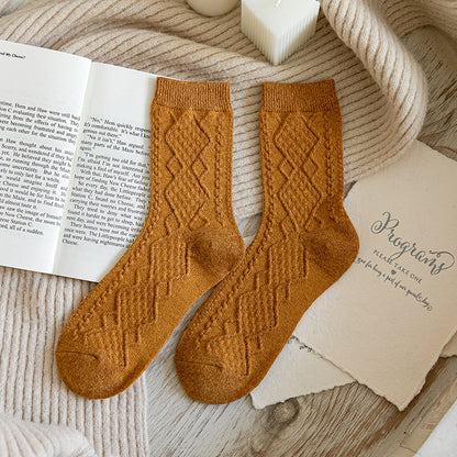 Solid Color Fashion Warm Classic Pattern Wool Socks Limorista