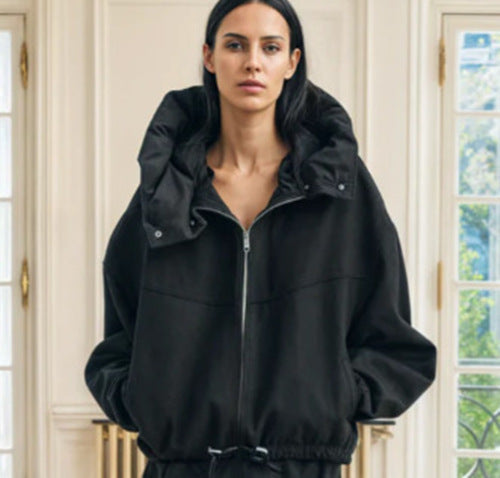 Fashion Detachable Cap Round Neck Double-sided Splicing Coat Limorista