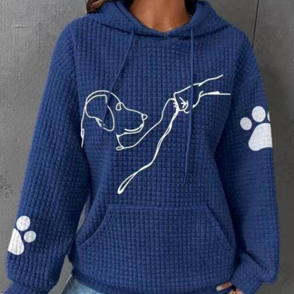 Waffle Hoodie Winter New Hooded Dog Printed Sweater Women Limorista