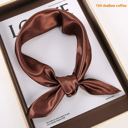 Solid Color Square Scarf Artificial Silk Small Square Towel Limorista