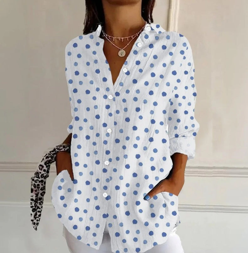 Striped Long-sleeved Shirt Women&