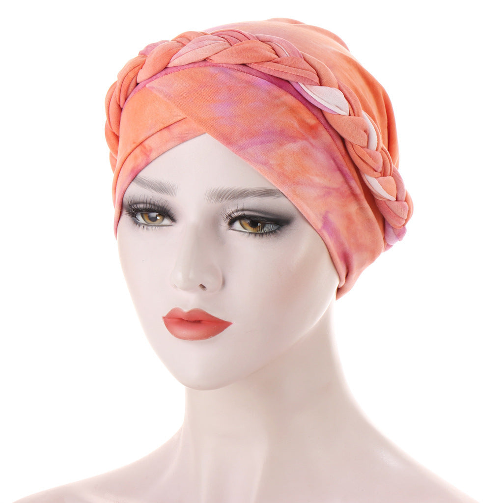 Tie-Dye Brushed Milk Silk Braided Hat Limorista