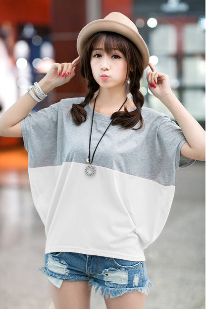 Loose-fitting Batwing Sleeve Shirt Student Women&