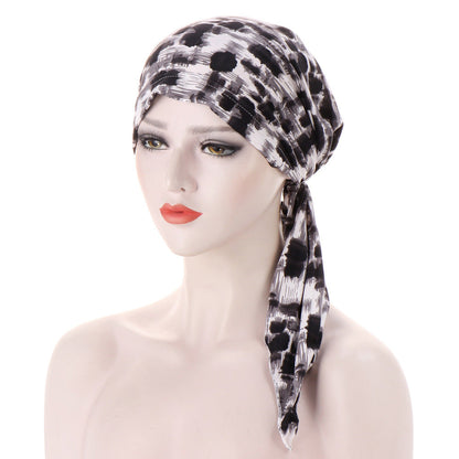 Curved Tail Turban Hat Flower Cloth Pullover Limorista