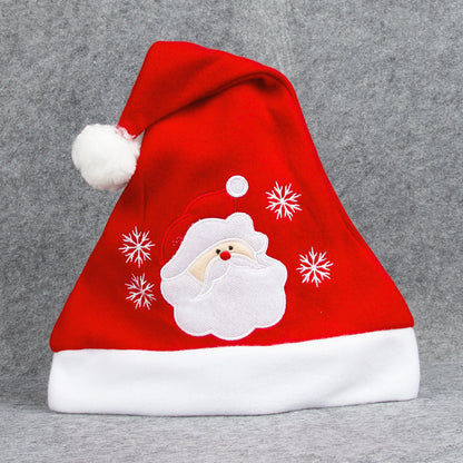 Cartoon Christmas Hat With Elk Santa Claus Embroidery Design Holiday Party Decoration Fuzzy Hat Limorista