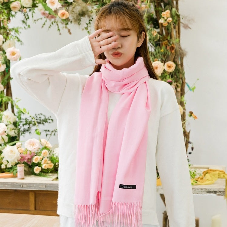 Pure Color Warm Keeping Scarf All-match Cashmere Shawl Limorista