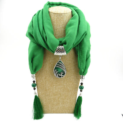 Ethnic Style Peacock Pendant Gem Tassel Scarf Shawl Autumn And Winter Women&