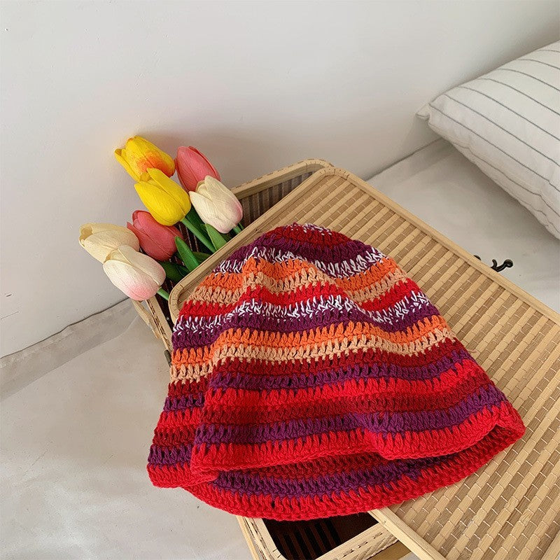 Japanese-style Retro Hollow Flower Handmade Knitted Bucket Hat Women Limorista