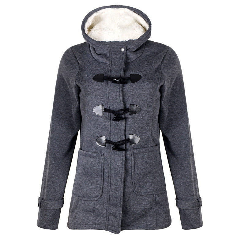 Women Warm Hooded Wool Double Button Coat Limorista