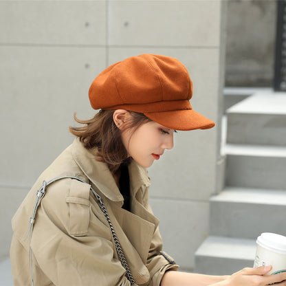 Woolen Octagonal Hat Young Woman Painter Peaked Beret Limorista