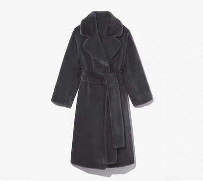 Artificial Fur Coat Suit Collar Cotton Coat Thickened Long Section Plush Trench Coat Limorista