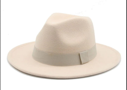 Fashionable Woolen Gentleman Jazz Flat Brim Big Hat Limorista