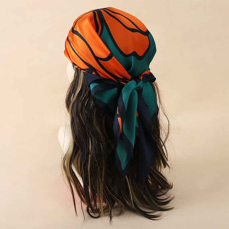 Artificial Silk Striped High-grade Korean Style Stylish Beach Arm Bag Silk Scarf Limorista