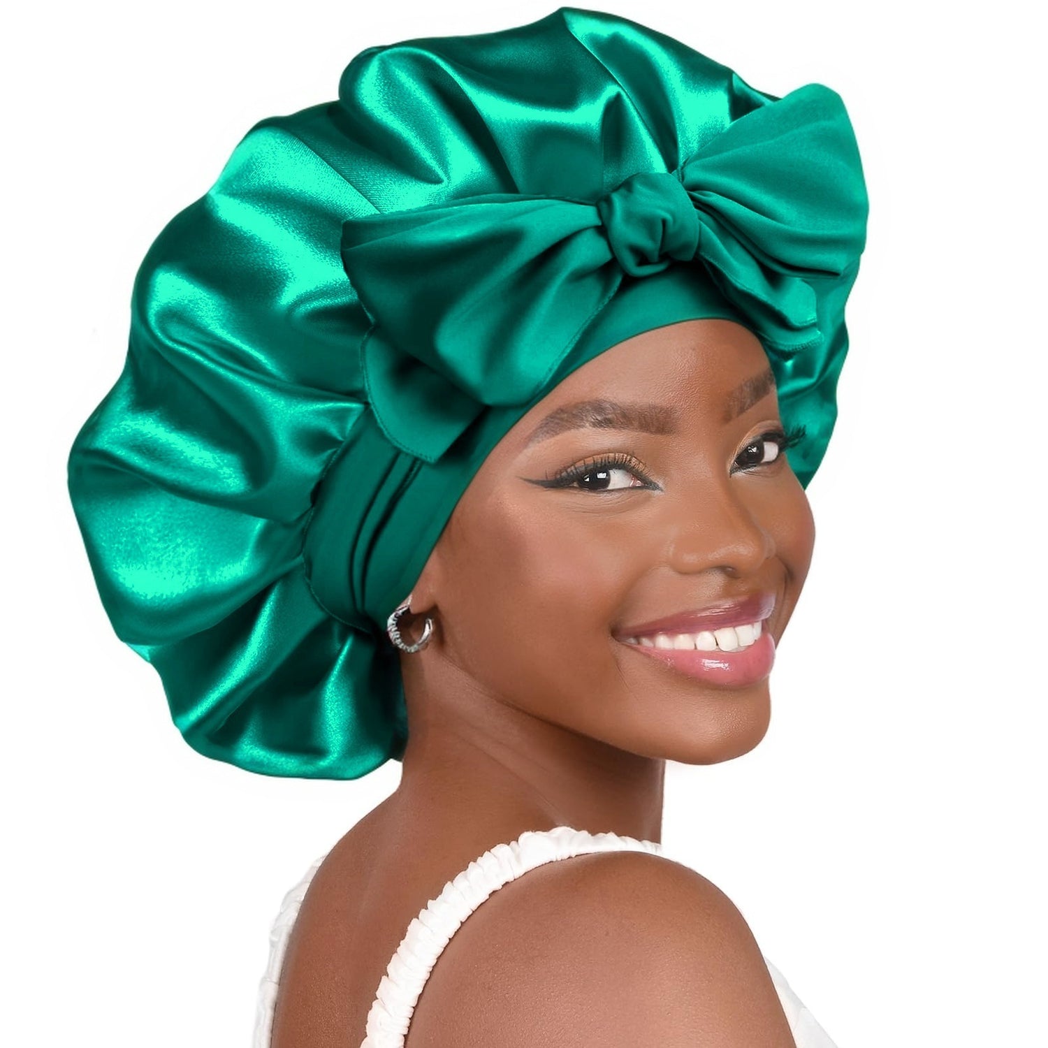 Double-layer Ribbon Round Cap Bow Hair Care Wide-brimmed Hat Limorista