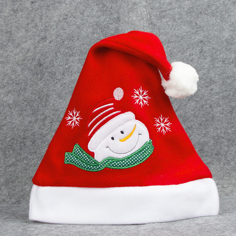Cartoon Christmas Hat With Elk Santa Claus Embroidery Design Holiday Party Decoration Fuzzy Hat Limorista