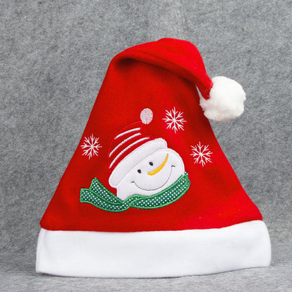 Cartoon Christmas Hat With Elk Santa Claus Embroidery Design Holiday Party Decoration Fuzzy Hat Limorista