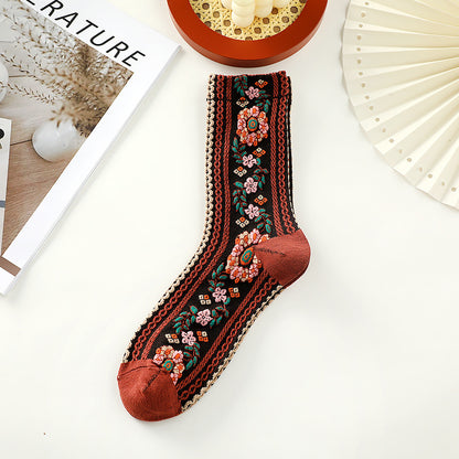 Small Floral Socks Women&