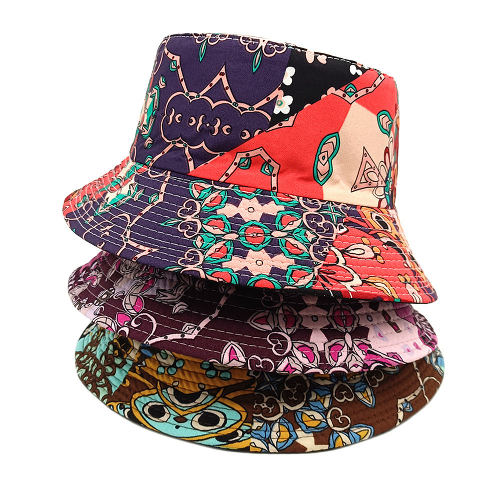 Geometric Bucket Hat Color Matching Printing Double-sided Wear Bucket Hat Limorista