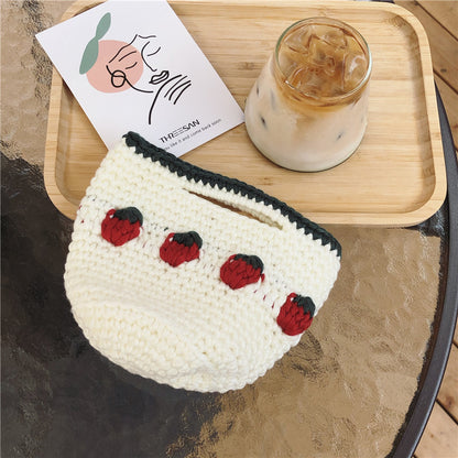 Cartoon Fruit Wool Knitted Storage Tote Bag Limorista