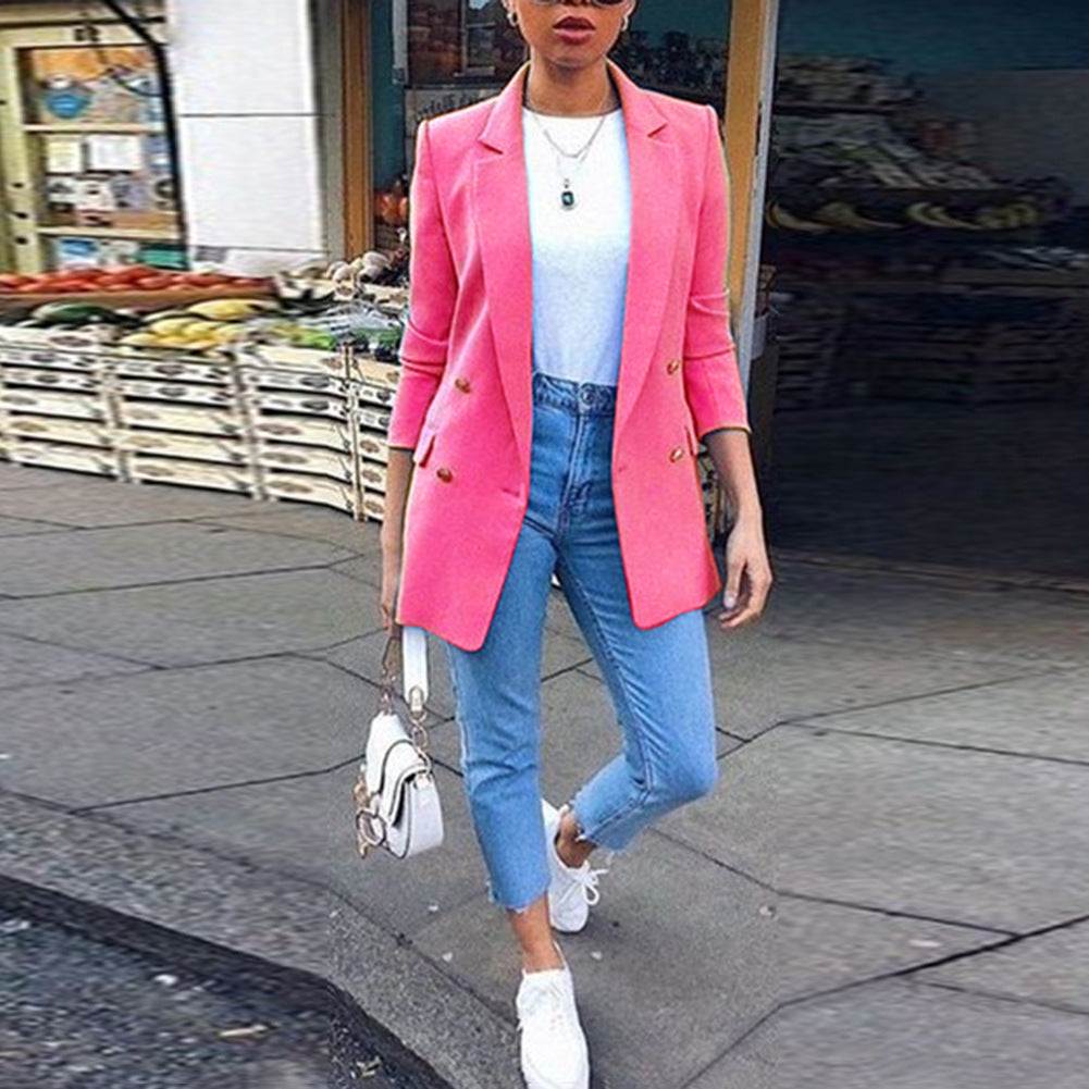 Fashion Lapel cardigan medium length temperament suit coat woman Limorista