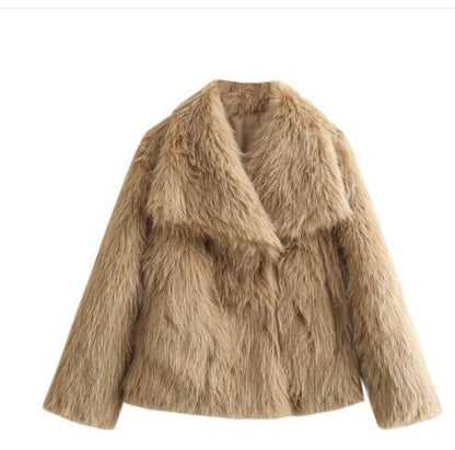 Winter Plush Coat Fashion Thicken Lapel Outwear Casual Long Sleeve Tops Womens Clothing Limorista