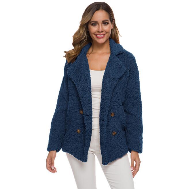 Autumn And Winter Fashion Button Suit Collar Pocket Blouse Limorista