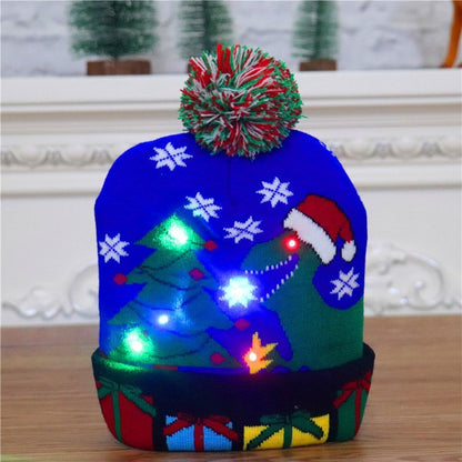 LED Christmas Hat Sweater Knitted Beanie Christmas Light Up Knitted Hat Christmas Gift  Kids Xmas New Year Decorations Limorista