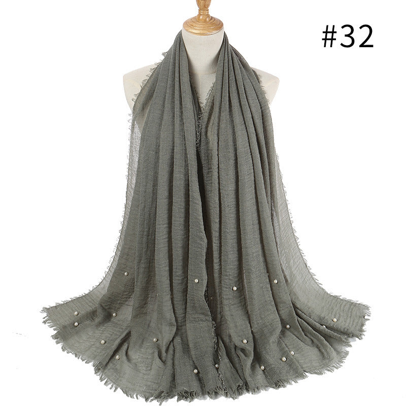 Cotton and linen crumpled monochrome scarf Limorista