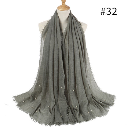 Cotton and linen crumpled monochrome scarf Limorista