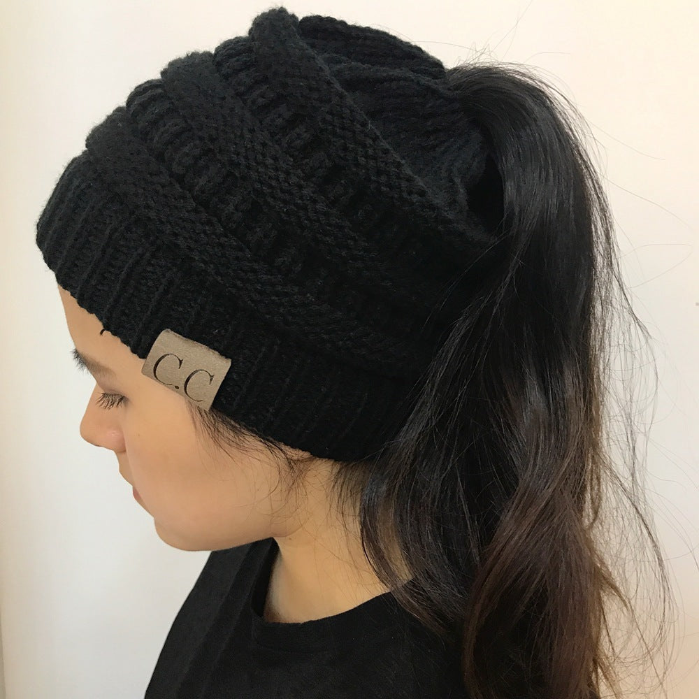 Knitted Ponytail Hat, Women&