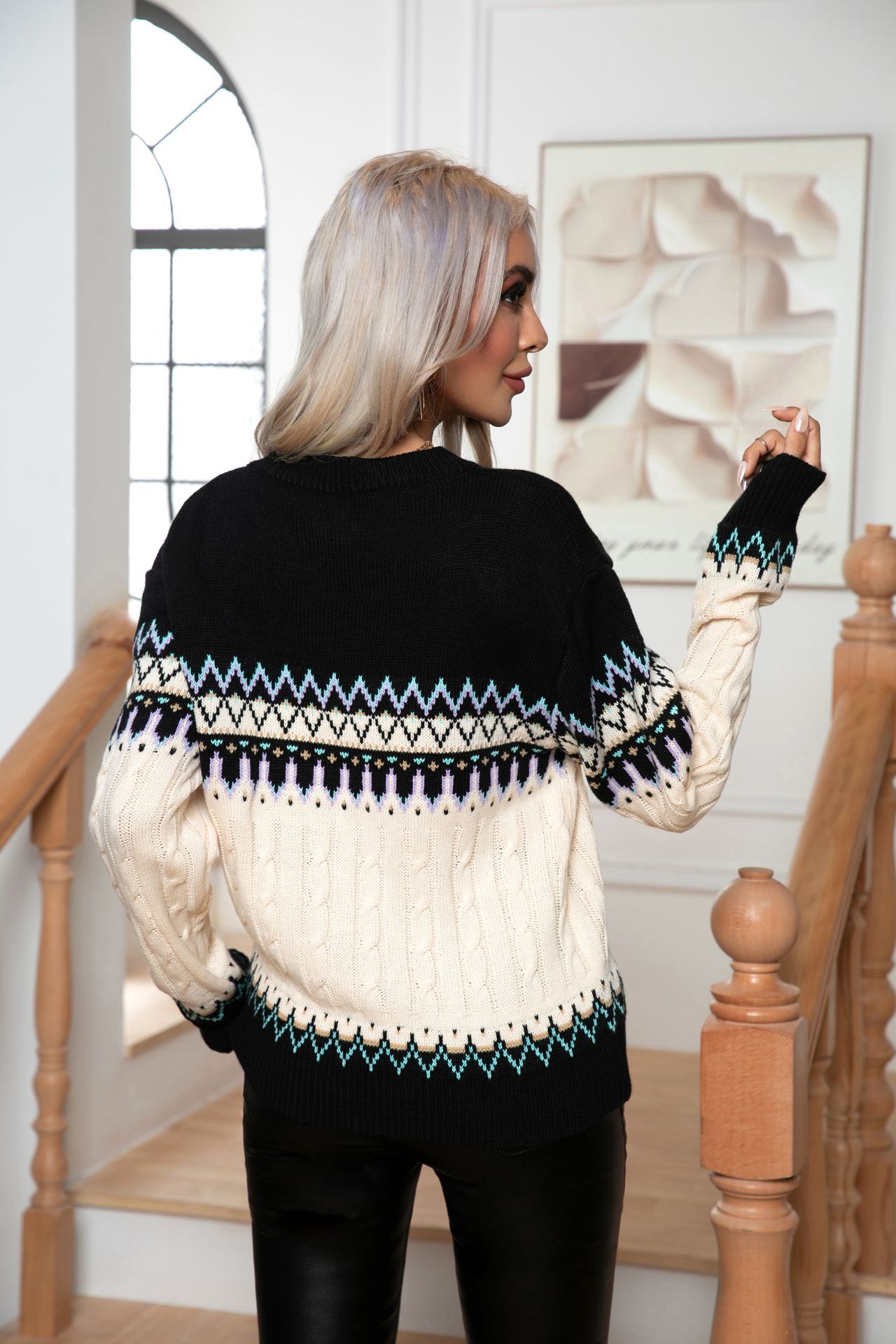 Retro Long Sleeve Knitted Pullover Sweater Women Limorista