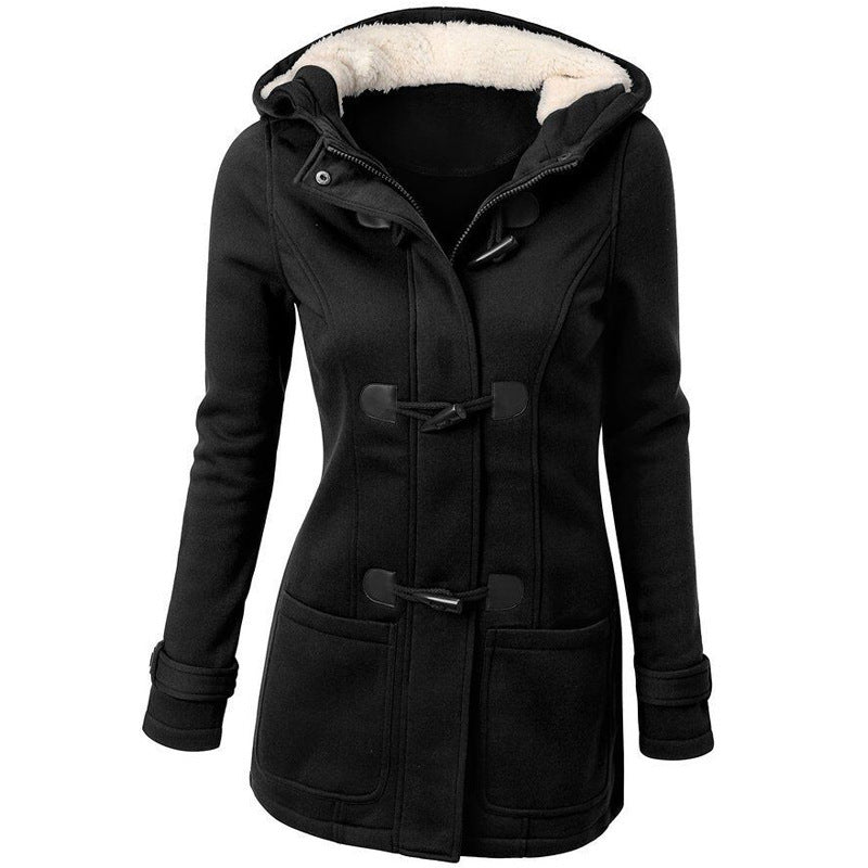 warm winter fur collar jackets women new horn button Long down coat women parka Plus Size female parka hoodies Women Limorista