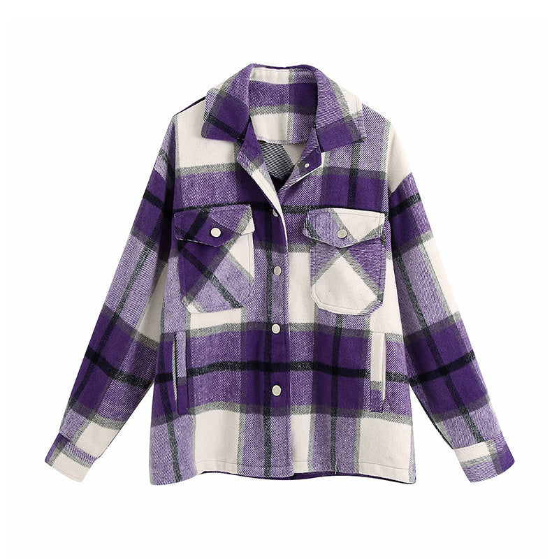 Ladies casual plaid shirt jacket Limorista