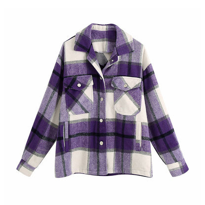 Ladies casual plaid shirt jacket Limorista