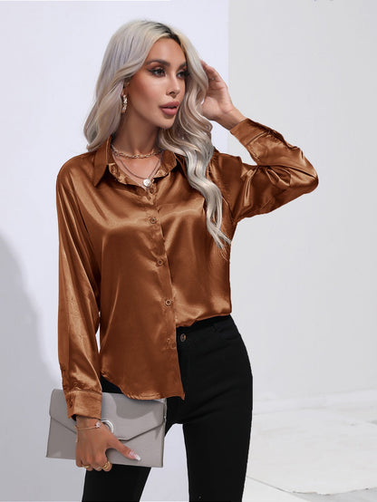 European And American Satin Shirt Women&