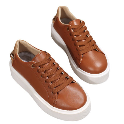 Round Head Cross Strap Thick Bottom Casual Low-top Sneakers Chain Pumps Limorista