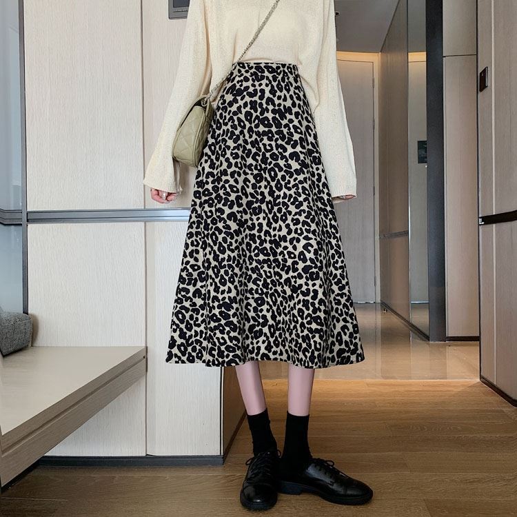 Leopard Print Skirt Women&
