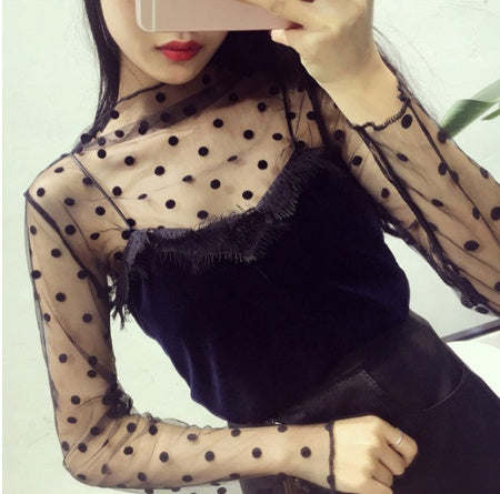 Sheer lace bottoming shirt Limorista