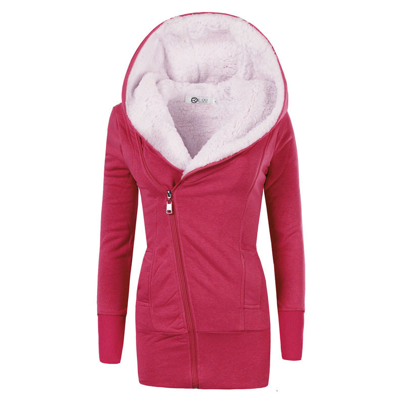 Lamb Wool Hooded Long Sleeve Women&