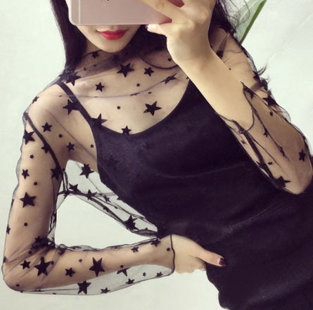 Sheer lace bottoming shirt Limorista