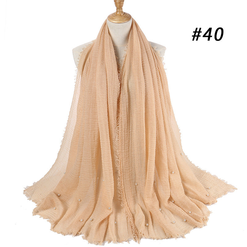 Cotton and linen crumpled monochrome scarf Limorista
